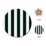 Vertical Stripes - White and Deep Green Playing Cards (Round)
