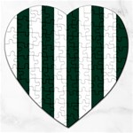 Vertical Stripes - White and Deep Green Jigsaw Puzzle (Heart)