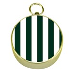 Vertical Stripes - White and Deep Green Gold Compass