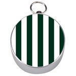 Vertical Stripes - White and Deep Green Silver Compass