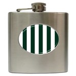 Vertical Stripes - White and Deep Green Hip Flask (6 oz)