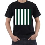 Vertical Stripes - White and Deep Green Men s T-Shirt (Black)