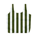 Vertical Stripes - White and Army Green Full Print Recycle Bag (M)