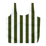 Vertical Stripes - White and Army Green Full Print Recycle Bag (L)
