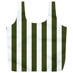 Vertical Stripes - White and Army Green Full Print Recycle Bag (XL)