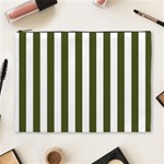 Vertical Stripes - White and Army Green Cosmetic Bag (XL)