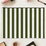 Vertical Stripes - White and Army Green Cosmetic Bag (XXXL)