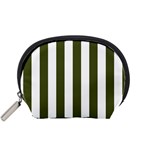 Vertical Stripes - White and Army Green Accessory Pouch (Small)