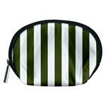 Vertical Stripes - White and Army Green Accessory Pouch (Medium)