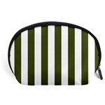 Vertical Stripes - White and Army Green Accessory Pouch (Large)