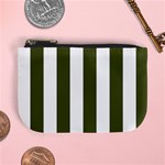 Vertical Stripes - White and Army Green Mini Coin Purse