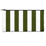 Vertical Stripes - White and Army Green Pencil Case