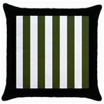 Vertical Stripes - White and Army Green Throw Pillow Case (Black)