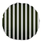Vertical Stripes - White and Army Green Large 18  Premium Round Cushion