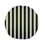 Vertical Stripes - White and Army Green Standard 15  Premium Round Cushion