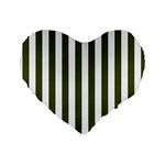 Vertical Stripes - White and Army Green Standard 16  Premium Heart Shape Cushion