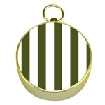 Vertical Stripes - White and Army Green Gold Compass
