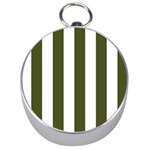 Vertical Stripes - White and Army Green Silver Compass