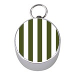 Vertical Stripes - White and Army Green Silver Compass (Mini)