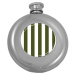Vertical Stripes - White and Army Green Hip Flask (5 oz)