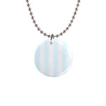 Vertical Stripes - White and Bubbles Cyan 1  Button Necklace