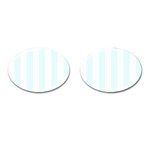 Vertical Stripes - White and Bubbles Cyan Cufflinks (Oval)