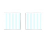 Vertical Stripes - White and Bubbles Cyan Cufflinks (Square)