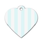 Vertical Stripes - White and Bubbles Cyan Dog Tag Heart (One Side)