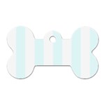 Vertical Stripes - White and Bubbles Cyan Dog Tag Bone (One Side)