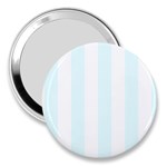 Vertical Stripes - White and Bubbles Cyan 3  Handbag Mirror