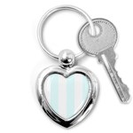 Vertical Stripes - White and Bubbles Cyan Key Chain (Heart)