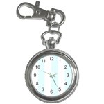 Vertical Stripes - White and Bubbles Cyan Key Chain Watch