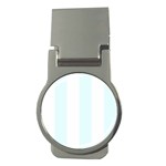 Vertical Stripes - White and Bubbles Cyan Money Clip (Round)