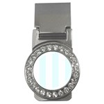 Vertical Stripes - White and Bubbles Cyan Money Clip (CZ)
