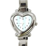 Vertical Stripes - White and Bubbles Cyan Heart Italian Charm Watch