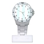 Vertical Stripes - White and Bubbles Cyan Nurses Watch