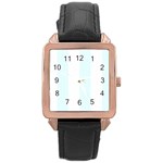 Vertical Stripes - White and Bubbles Cyan Rose Gold Leather Watch
