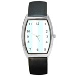 Vertical Stripes - White and Bubbles Cyan Barrel Style Metal Watch