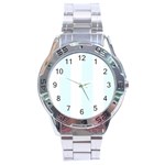 Vertical Stripes - White and Bubbles Cyan Stainless Steel Analogue Watch