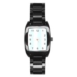 Vertical Stripes - White and Bubbles Cyan Stainless Steel Barrel Watch