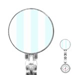 Vertical Stripes - White and Bubbles Cyan Stainless Steel Nurses Watch