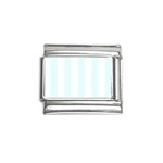 Vertical Stripes - White and Bubbles Cyan Italian Charm (9mm)