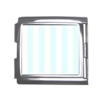 Vertical Stripes - White and Bubbles Cyan Mega Link Italian Charm (18mm)