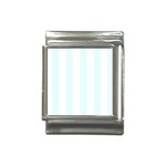 Vertical Stripes - White and Bubbles Cyan Italian Charm (13mm)