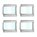Vertical Stripes - White and Bubbles Cyan 9mm Italian Charm (4 pack)