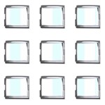 Vertical Stripes - White and Bubbles Cyan Mega Link Italian Charm (9 pack)