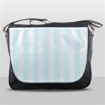 Vertical Stripes - White and Bubbles Cyan Messenger Bag