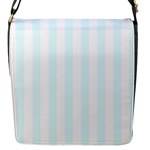 Vertical Stripes - White and Bubbles Cyan Flap Closure Messenger Bag (S)