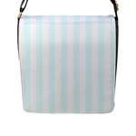 Vertical Stripes - White and Bubbles Cyan Flap Closure Messenger Bag (L)