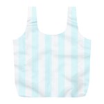 Vertical Stripes - White and Bubbles Cyan Full Print Recycle Bag (L)